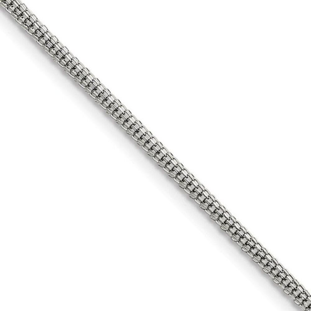 Men's 2.5mm Stainless Steel Round Bismark Mesh Chain Necklace, 30 Inch